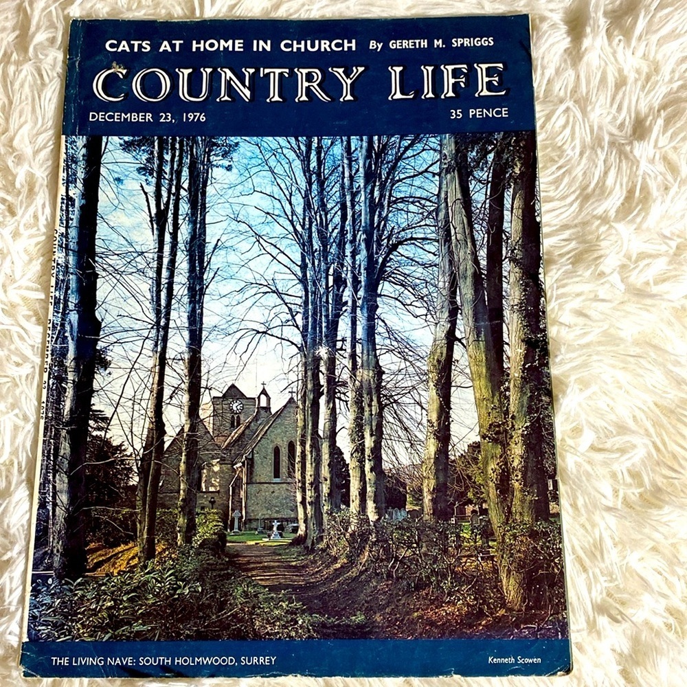 Vintage December 1976 COUNTRY LIFE MAGAZINE CATS AT HOME IN CHURCH
